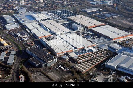 Vue aérienne de l'usine de production DHL Jaguar Cars à Birmingham Banque D'Images