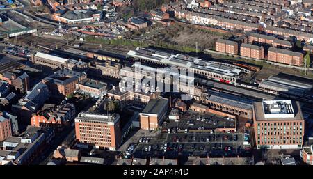 Vue aérienne sur la gare de Chester Banque D'Images