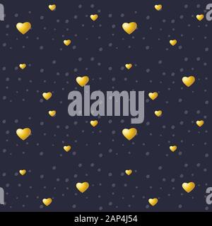 Coeurs d'or sur un fond de nuit. Vector seamless texture Illustration de Vecteur