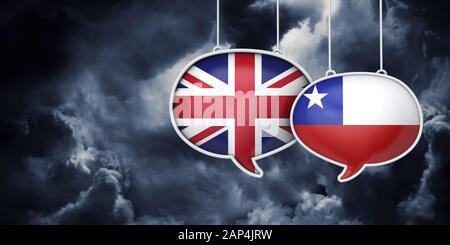 Le Royaume-Uni et le Chili brexit pourparlers de négociation. Rednering 3D Banque D'Images