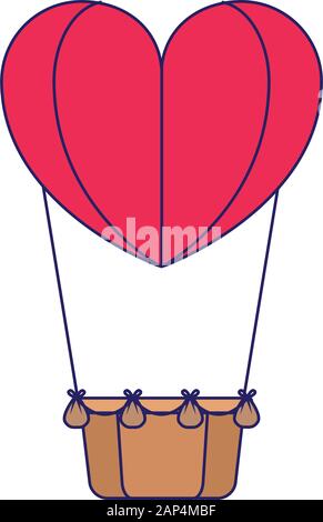 Montgolfière en forme de coeur Illustration de Vecteur