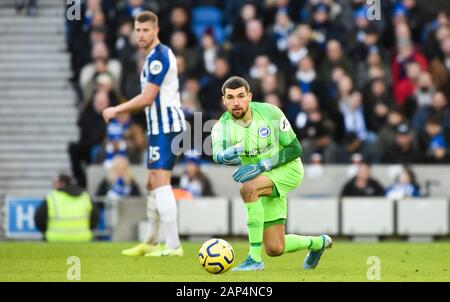 Mathew Ryan, de Brighton, au cours de la Premier League match entre Brighton et Hove Albion et Aston Villa au stade Amex Brighton, Royaume-Uni - 18 janvier 2020 - Editorial. Pas de merchandising. Pour des images de football Premier League FA et restrictions s'appliquent inc. aucun internet/mobile l'usage sans licence FAPL - pour plus de détails Football Dataco contact Banque D'Images