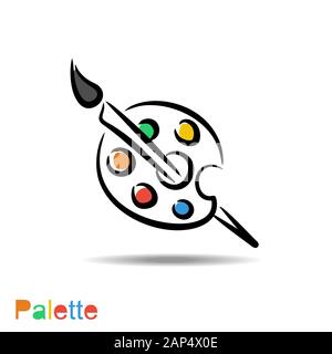 Palette de couleurs et pinceau artistique Illustration de Vecteur