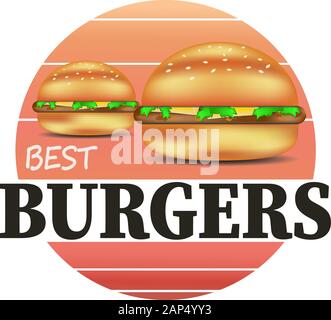 Meilleur hamburger burgers vector icon logo sur fond blanc Illustration de Vecteur