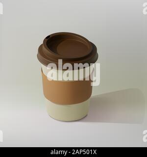 Réaliste papier tasse à café. Isométrique de maquettes des tasses à café. Verre à usage unique pour les boissons. Modèle pour les produits, des bannières web et des dépliants. Vector Illustration de Vecteur