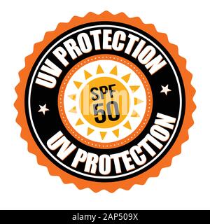 L'étiquette ou l'autocollant de protection UV sur fond blanc, vector illustration Illustration de Vecteur