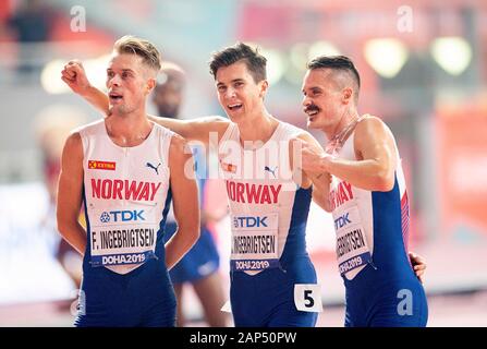 Doha, Katar. 30Th Sep 2019. De gauche à droite Filip INGEBRIGTSEN (NI/DNF), Jakob INGEBRIGTSEN (NI/5e place), Henrik INGEBRIGTSEN (NI/13e place) 5000m finale des hommes, le 30.09.2019 Championnats du monde d'athlétisme 2019 à Doha/Qatar, à partir de la 27.09. - 10.10.2019. Â | Conditions de crédit dans le monde entier : dpa/Alamy Live News Banque D'Images