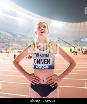 Doha, Katar. Sep 30, 2019. Imke ONNEN (Allemagne/9e place) saut en hauteur finale de la femme, le 30.09.2019 Championnats du monde d'athlétisme 2019 à Doha/Qatar, à partir de la 27.09. - 10.10.2019. Â | Conditions de crédit dans le monde entier : dpa/Alamy Live News Banque D'Images