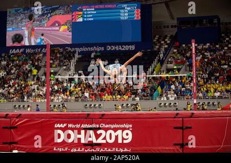 Yaroslava MAHUCHIKH (UKR/2ème place) à l'action. La finale des femmes saut en hauteur, le 30 septembre 2019 Championnats du monde d'athlétisme 2019 à Doha/Qatar), du 27 septembre. - 10.10.2019. Â | conditions dans le monde entier Banque D'Images