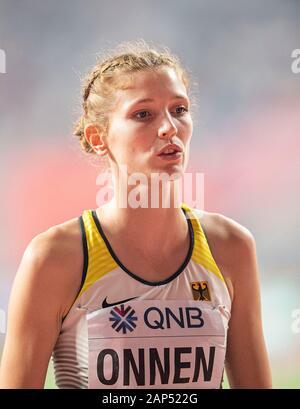 Doha, Katar. Sep 30, 2019. Imke ONNEN (Allemagne/9e place) saut en hauteur finale de la femme, le 30.09.2019 Championnats du monde d'athlétisme 2019 à Doha/Qatar, à partir de la 27.09. - 10.10.2019. Â | Conditions de crédit dans le monde entier : dpa/Alamy Live News Banque D'Images