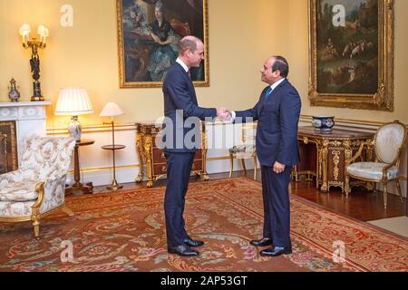 Le duc de Cambridge reçoit le président de l'Egypte Abdel Fattah al-Sisi lors d'une audience au Palais de Buckingham, à Londres. PA Photo. Photo date : mardi 21 janvier, 2020. Voir PA story Audience royale. Crédit photo doit se lire : Victoria Jones/PA Wire Banque D'Images