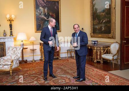 Le duc de Cambridge reçoit le président de l'Egypte Abdel Fattah al-Sisi lors d'une audience au Palais de Buckingham, à Londres. PA Photo. Photo date : mardi 21 janvier, 2020. Voir PA story Audience royale. Crédit photo doit se lire : Victoria Jones/PA Wire Banque D'Images