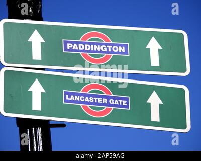 Direction Paddington et Lancaster Gate, Londres Banque D'Images