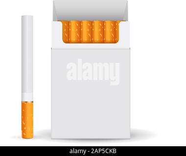 Paquet de cigarettes. Kit de papier blanc vierge Illustration de Vecteur