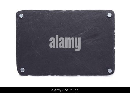 plaque signalétique à la surface de texture de fond en bois, avec vis Banque D'Images