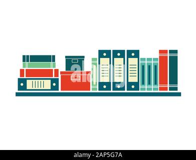 Livres sur des étagères de vecteur. Illustration de Vecteur