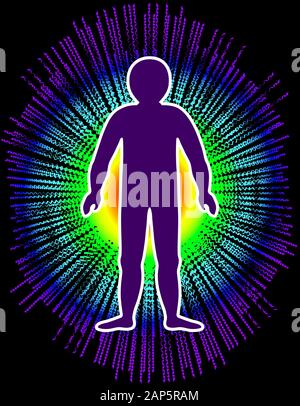 L'aura du corps. Les couches de couleur arc-en-ciel du corps masculin. Éthérique, émotionnel, métalliques, astral, causal et céleste couche. Vecteur isolé Illustration de Vecteur