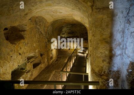 Catacombes de St Paul, Rue Sainte Agathe, Rabat, l'île de Malte Banque D'Images