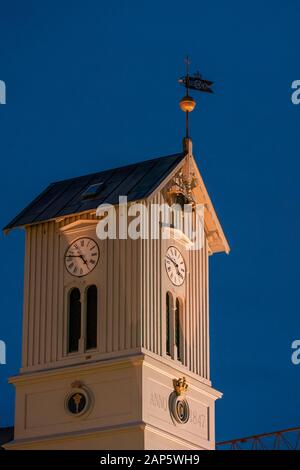 Domkirkjan clocher de l'église, construite en 1847, Reykjavik, Islande Banque D'Images