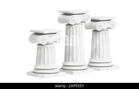 Colonnes grecques isolées sur un rendu 3 dimensions blanc Banque D'Images