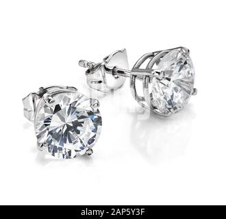 Boucles D'Oreilles En Losange Isolées Sur Fond Blanc Banque D'Images