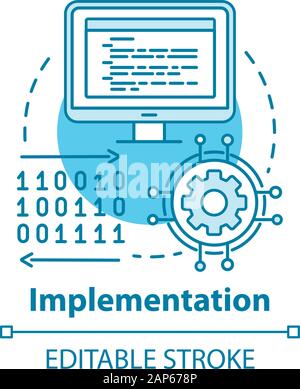 Concept icône. Codage du logiciel. La programmation informatique et le déploiement idée fine ligne illustration. La technologie de l'information. Vector isolated Illustration de Vecteur