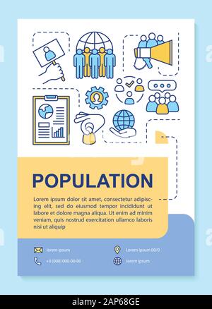 Modèle d'affiche de la population de la mise en page. Taux de natalité élevé. Bannière, brochure, dépliant print design linéaire avec des icônes. Brochure Vector les mises en page pour le magazine Illustration de Vecteur