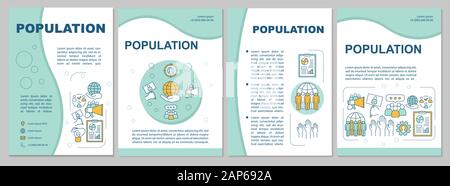 Modèle de brochure de la population. Problème démographique. Flyer, dépliant, brochure, couverture imprimée avec illustrations linéaire. La mise en page de vecteur pour maga Illustration de Vecteur