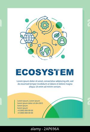 Disposition du modèle de l'affiche de l'écosystème. La conservation de l'environnement. La protection de l'écologie. Bannière, brochure, dépliant, design d'icônes linéaire. Brochure Vector Illustration de Vecteur