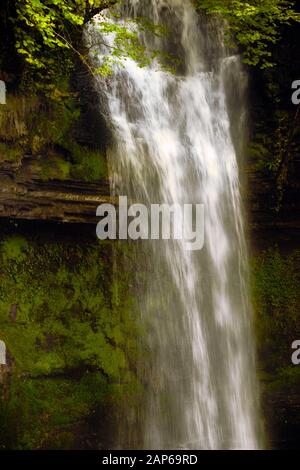 Glencar Waterfall sur côte nord de Glencar Lough, Leitrim, Ireland. Co. Un emplacement dans W. B. Yeats poème l'Enfant volé Banque D'Images