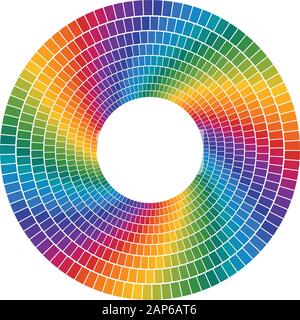 mosaïques de couleurs qui font des cercles concentriques. spectre de couleurs entier anneaux en pointillés arc-en-ciel. élément vectoriel pour la conception avec espace de copie. Illustration de Vecteur