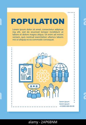 Modèle d'affiche de la population de la mise en page. La communauté mondiale. Bannière, brochure, dépliant print design linéaire avec des icônes. La mise en page brochure vector pour magazin Illustration de Vecteur