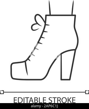 Chaussures femmes lita icône linéaire. Dames bottes Vintage Vue de côté. La conception de chaussures pour l'automne et au printemps. Avc. modifiable Fine ligne illustration. Sy Contour Illustration de Vecteur