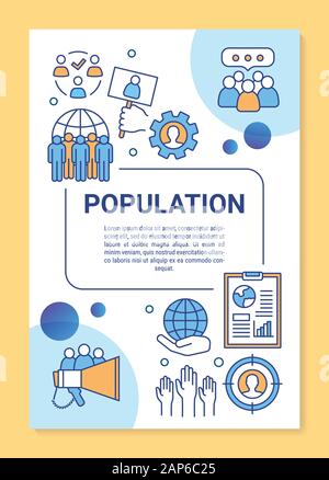 Modèle d'affiche de la population de la mise en page. Bannière, brochure, dépliant print design linéaire avec des icônes. La communauté mondiale. La mise en page brochure vector pour magazin Illustration de Vecteur