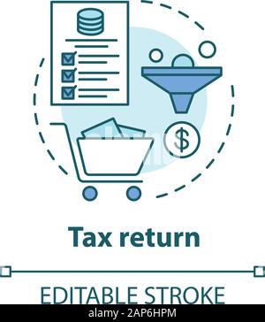 Déclaration de revenus concept icône. Calcul du revenu gagné idée fine ligne illustration. Remplir information impôt. Comptabilité d'imposition. La documentation de revenu Illustration de Vecteur