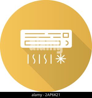Système de climatisation design plat jaune ombre portée de l'icône de glyphe. La régulation de température, refroidissement périphérique. Climatiseur automatique, ventilateur. Clim Illustration de Vecteur