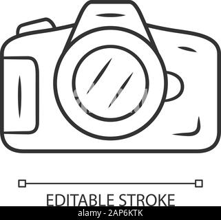 Appareil photo. L'icône linéaire Photocamera professionnel. Faire des photos, prendre des photos. Fine ligne illustration. Symbole de contour. Vector isolated Illustration de Vecteur