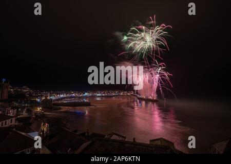 Feux D'Artifice Saint Ives - Nouvel An (3) Banque D'Images