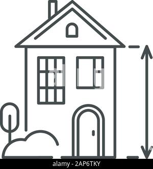 Hauts plafonds chambre icône linéaire. Accueil de deux étages à l'extérieur. Façade de maison. Chalet moderne, maison de ville. Fine ligne contour des symboles. Vecteur isolé outl Illustration de Vecteur