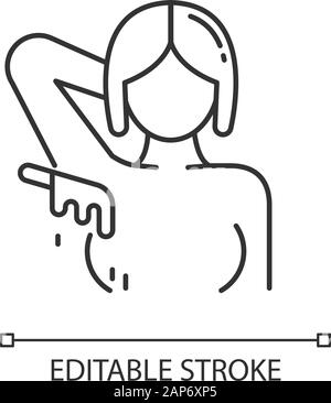 L'épilation des aisselles icône linéaire. Les aisselles de dépose. L'épilation avec la cire chaude naturelle en sucre. Fine ligne illustration. Symbole de contour. Vect Illustration de Vecteur