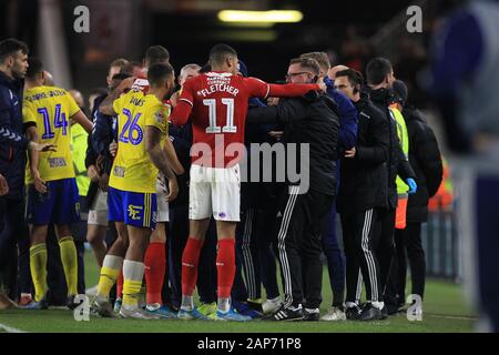 Middlesbrough, Royaume-Uni. 21 janvier 2020. Les tempers flamment dans les zones techniques lors du match de championnat Sky Bet entre Middlesbrough et Birmingham City au Riverside Stadium, Middlesbrough, le mardi 21 janvier 2020. (Crédit: Mark Fletcher | MI News) la photographie ne peut être utilisée qu'à des fins de rédaction de journaux et/ou de magazines, licence requise à des fins commerciales crédit: Mi News & Sport /Alay Live News Banque D'Images