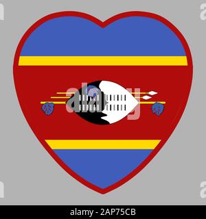 Royaume du Swaziland Eswatini Drapeau en forme de coeur Vector Illustration de Vecteur