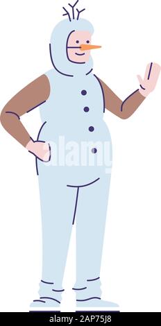 Homme portant un costume de bonhomme télévision vector illustration. Saison Hiver personnage avec contours des éléments isolés sur fond blanc. X-ma fête Illustration de Vecteur