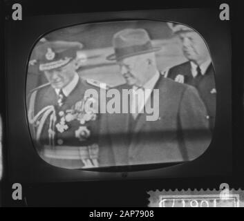 Arrivée du Président Eisenhower à Londres Annotation : Photo prise à partir de l'image de télévision Date : 27 août 1959 Renseignements personnels Nom : Eisenhower, Dwight D. Banque D'Images