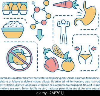 Page de l'article régime céto modèle vectoriel. Régime alimentaire, perte de poids. Mode de vie sain. Brochure, magazine, brochure de l'élément de conception linéaire avec des icônes. Pr Illustration de Vecteur