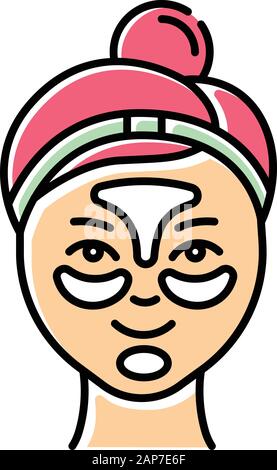 L'application de patchs hydrogel icône de couleur. Procédure de soins de la peau. L'élimination des points noirs. La beauté du visage masque gel de traitement. Produit visage. Dermatologie, cosmétiques, Illustration de Vecteur