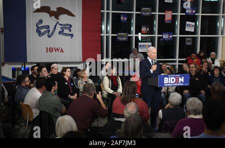 Fort Dodge, United States. 21 Jan, 2020. Le candidat démocrate pour 2020 l'ancien Vice-président américain Joe Biden fait remarques pendant un événement communautaire à Iowa Central Community College, à Fort Dodge, Iowa, le mardi, Janvier 21, 2020. Les candidats continuent d'avant la campagne de l'Iowa's premier-dans-le-caucus de la nation le 3 février. Photo de Mike Theiler/UPI. Credit : UPI/Alamy Live News Banque D'Images