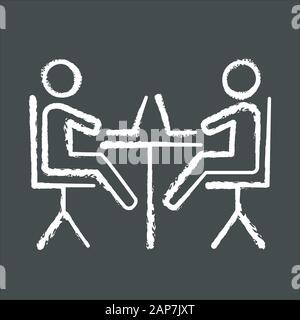 Espace de coworking icône de craie. Salle de réunion. L'établissement de communauté. Offres de professionnels. Les travailleurs à distance. Partager l'espace de bureau. Business Accelerator, j Illustration de Vecteur