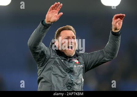 Londres, ANGLETERRE - 21 janvier : Southampton Manager Ralph Hasenhuttl célèbre avec les fans au cours de la Premier League match entre Southampton et Crystal Palace à Selhurst Park, Londres, le mardi 21 janvier 2020. (Crédit : Jon Bromley | MI News) usage éditorial uniquement. Crédit : MI News & Sport /Alamy Live News Banque D'Images