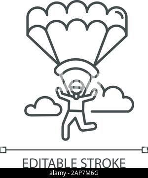 Icône linéaire de parapente. Parachutisme parachutisme , activité. Le parachutisme, deltaplane les loisirs. Vols dans le ciel et les sauts avec parachute. Sym Contour Illustration de Vecteur